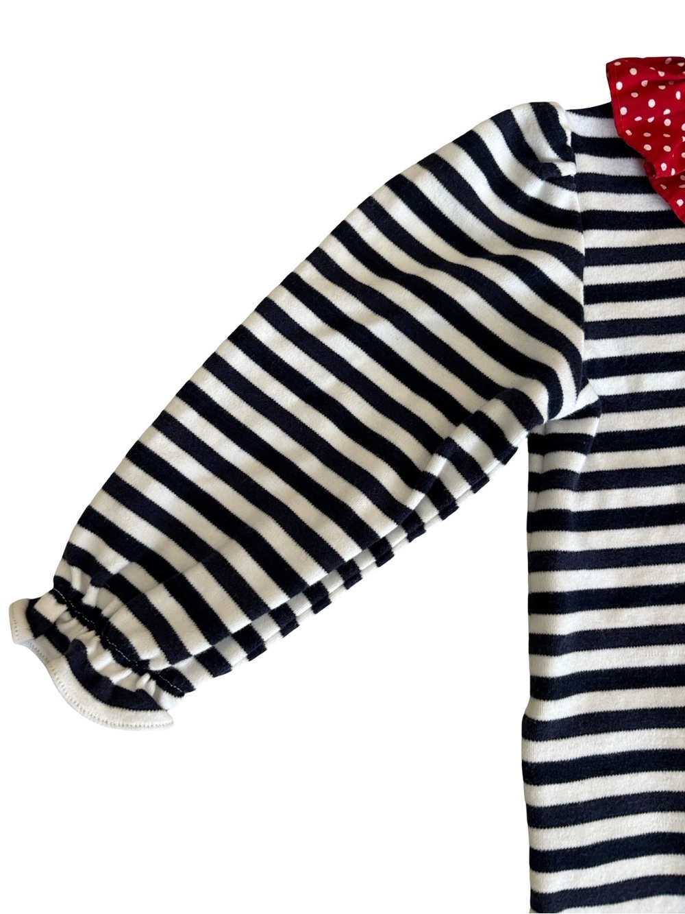 Zuccini 100% Cotton Navy Blue White Red Apple 🍎 Romper Ruffles - Picture 4 of 8